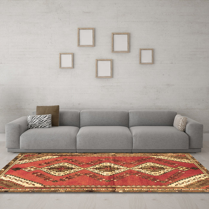 Machine Washable Persian Brown Traditional Rug in a Living Room,, wshtr3902brn