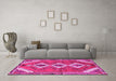 Machine Washable Persian Pink Traditional Rug in a Living Room, wshtr3902pnk