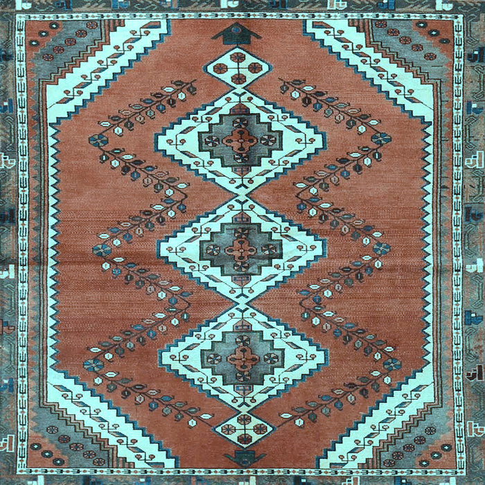 Square Machine Washable Persian Light Blue Traditional Rug, wshtr3902lblu