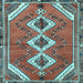 Square Machine Washable Persian Light Blue Traditional Rug, wshtr3902lblu