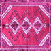 Square Machine Washable Persian Pink Traditional Rug, wshtr3902pnk