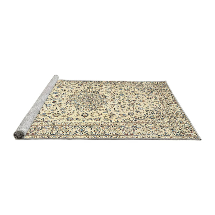 Sideview of Machine Washable Traditional Gold Rug, wshtr3903