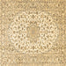 Square Machine Washable Medallion Brown Traditional Rug, wshtr3903brn