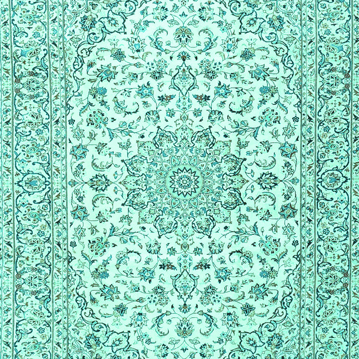 Machine Washable Medallion Turquoise Traditional Area Rugs, wshtr3903turq