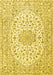 Machine Washable Medallion Yellow Traditional Rug, wshtr3903yw