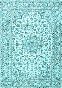 Medallion Light Blue Traditional Rug, tr3903lblu