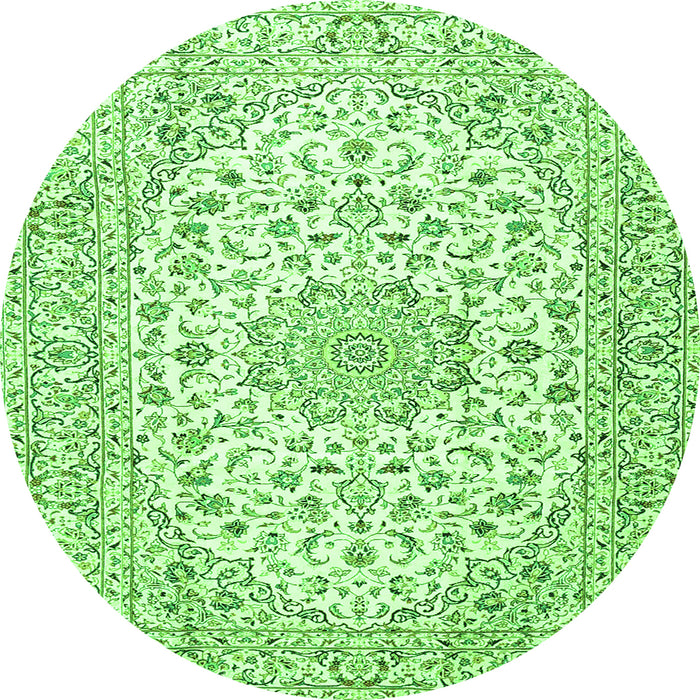 Square Medallion Green Traditional Rug, tr3903grn