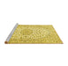 Sideview of Machine Washable Medallion Yellow Traditional Rug, wshtr3903yw