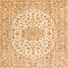 Serging Thickness of Medallion Orange Traditional Rug, tr3903org