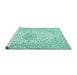 Sideview of Machine Washable Medallion Turquoise Traditional Area Rugs, wshtr3903turq