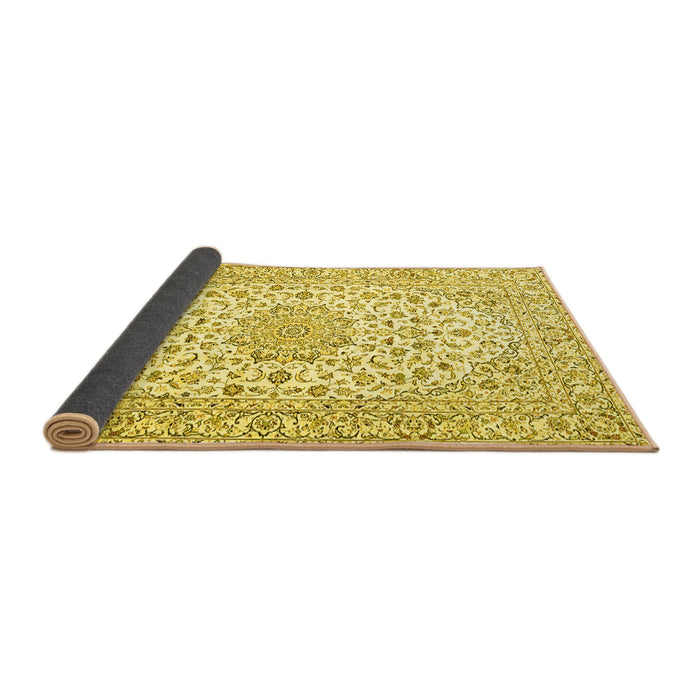 Sideview of Medallion Yellow Traditional Rug, tr3903yw