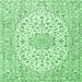 Square Medallion Emerald Green Traditional Rug, tr3903emgrn