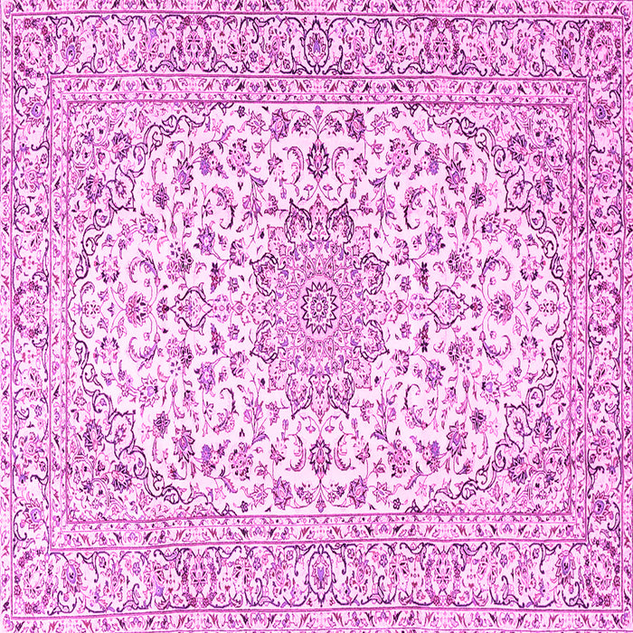 Square Machine Washable Medallion Pink Traditional Rug, wshtr3903pnk