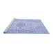 Sideview of Machine Washable Medallion Blue Traditional Rug, wshtr3903blu