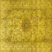Square Medallion Yellow Traditional Rug, tr3904yw