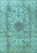 Machine Washable Medallion Light Blue Traditional Rug, wshtr3904lblu