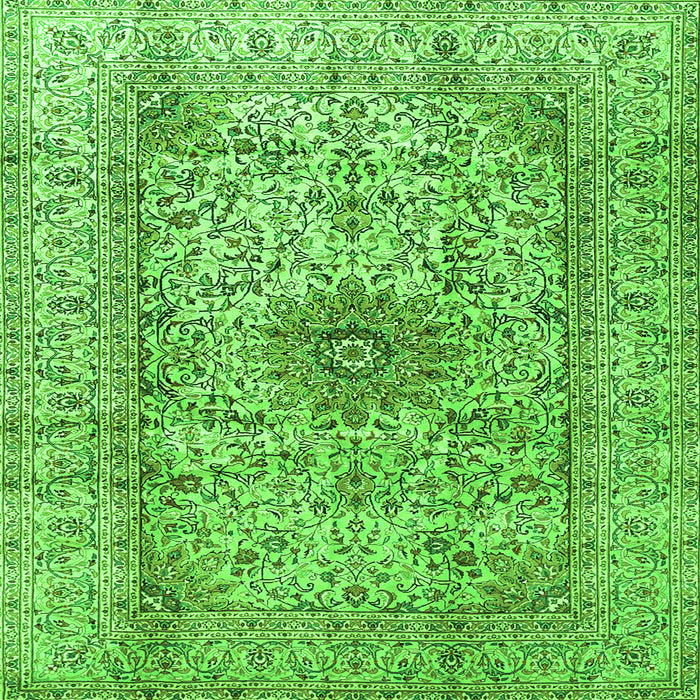 Serging Thickness of Medallion Green Traditional Rug, tr3904grn