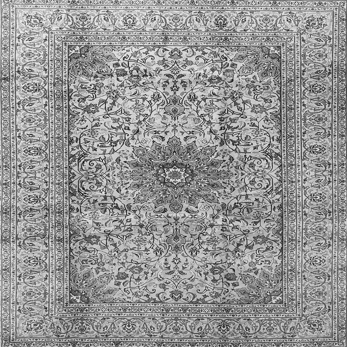 Round Machine Washable Medallion Gray Traditional Rug, wshtr3904gry