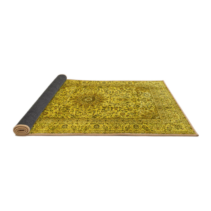 Sideview of Medallion Yellow Traditional Rug, tr3904yw