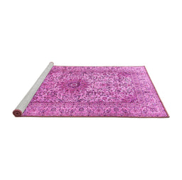 Sideview of Machine Washable Medallion Pink Traditional Rug, wshtr3904pnk