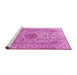 Sideview of Machine Washable Medallion Pink Traditional Rug, wshtr3904pnk