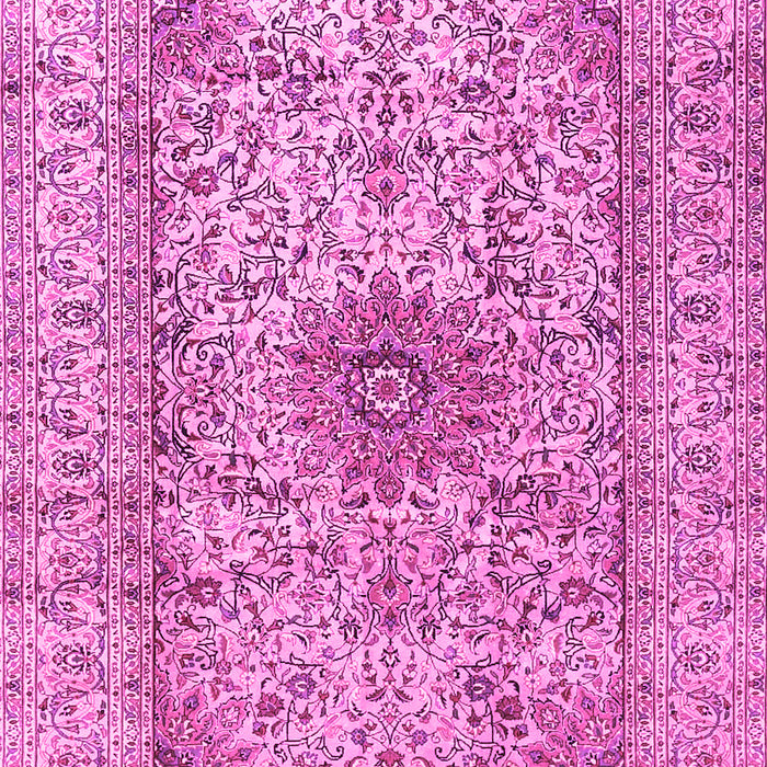 Machine Washable Medallion Pink Traditional Rug, wshtr3904pnk