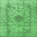 Square Medallion Emerald Green Traditional Rug, tr3904emgrn