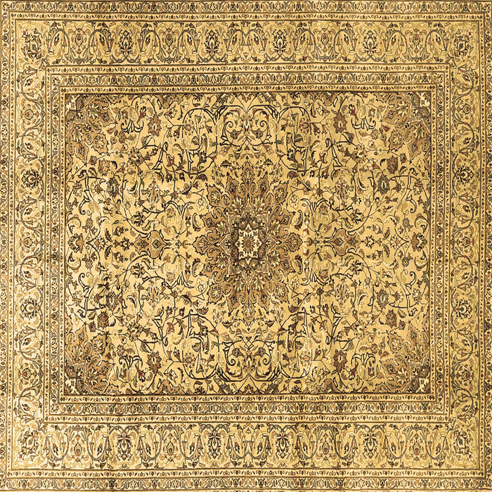 Square Machine Washable Medallion Brown Traditional Rug, wshtr3904brn