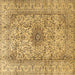 Square Machine Washable Medallion Brown Traditional Rug, wshtr3904brn