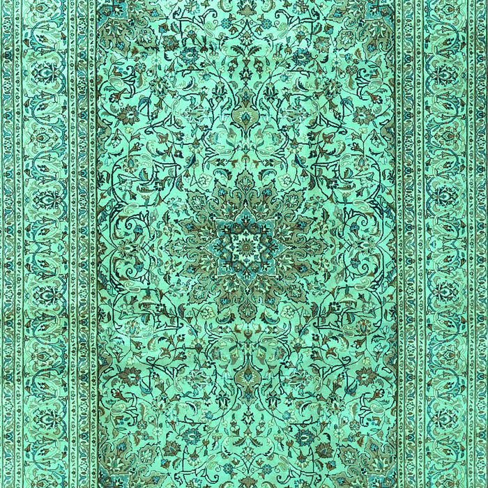 Machine Washable Medallion Turquoise Traditional Area Rugs, wshtr3904turq