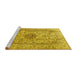 Sideview of Machine Washable Medallion Yellow Traditional Rug, wshtr3904yw