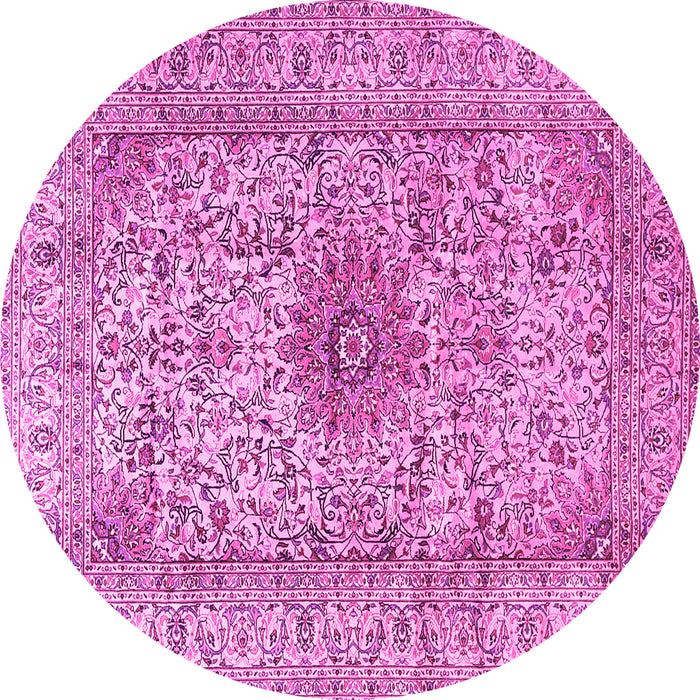 Round Medallion Pink Traditional Rug, tr3904pnk
