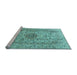 Sideview of Machine Washable Medallion Light Blue Traditional Rug, wshtr3904lblu