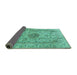 Sideview of Medallion Turquoise Traditional Rug, tr3904turq