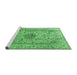 Sideview of Machine Washable Medallion Emerald Green Traditional Area Rugs, wshtr3904emgrn