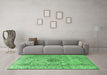 Machine Washable Medallion Emerald Green Traditional Area Rugs in a Living Room,, wshtr3904emgrn