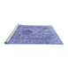 Sideview of Machine Washable Medallion Blue Traditional Rug, wshtr3904blu