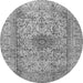 Machine Washable Medallion Gray Traditional Rug, wshtr3904gry