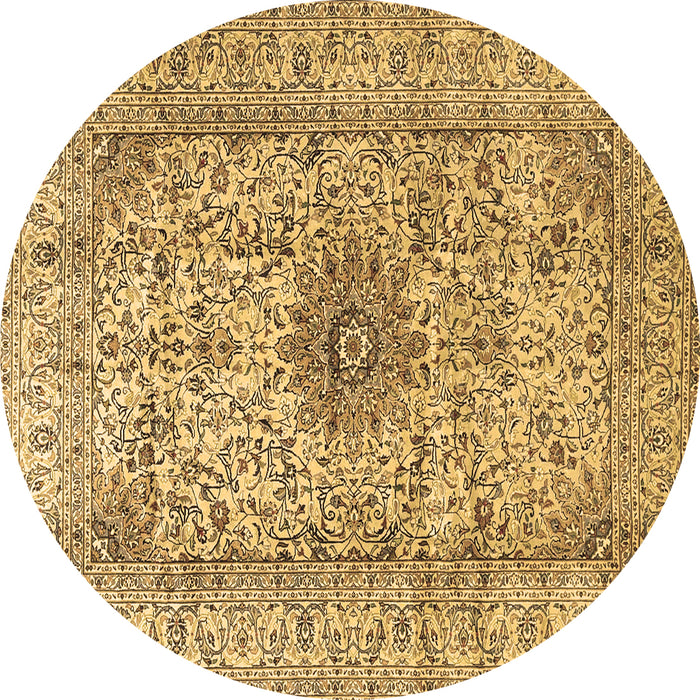 Round Medallion Brown Traditional Rug, tr3904brn