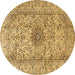 Round Medallion Brown Traditional Rug, tr3904brn