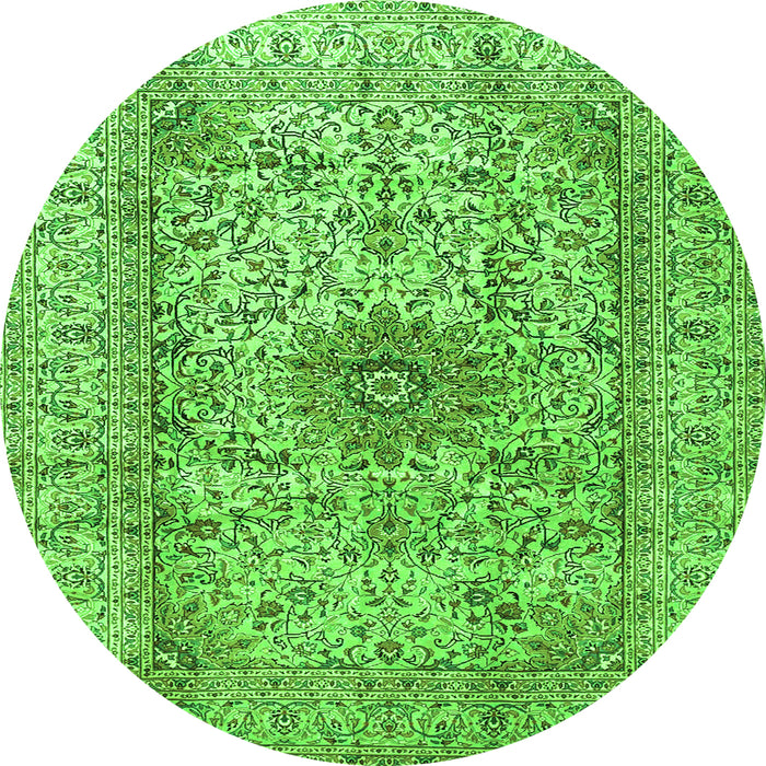 Square Medallion Green Traditional Rug, tr3904grn