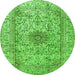 Square Medallion Green Traditional Rug, tr3904grn