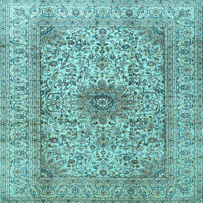 Square Medallion Light Blue Traditional Rug, tr3904lblu