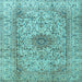 Square Medallion Light Blue Traditional Rug, tr3904lblu