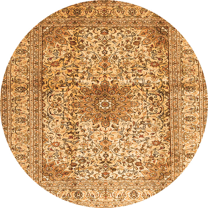 Machine Washable Medallion Orange Traditional Area Rugs, wshtr3905org