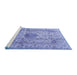 Sideview of Machine Washable Medallion Blue Traditional Rug, wshtr3905blu