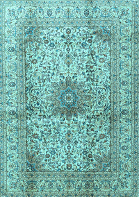 Medallion Light Blue Traditional Rug, tr3905lblu