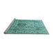 Sideview of Machine Washable Medallion Light Blue Traditional Rug, wshtr3905lblu