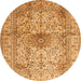 Square Medallion Orange Traditional Rug, tr3905org