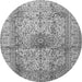 Machine Washable Medallion Gray Traditional Rug, wshtr3905gry